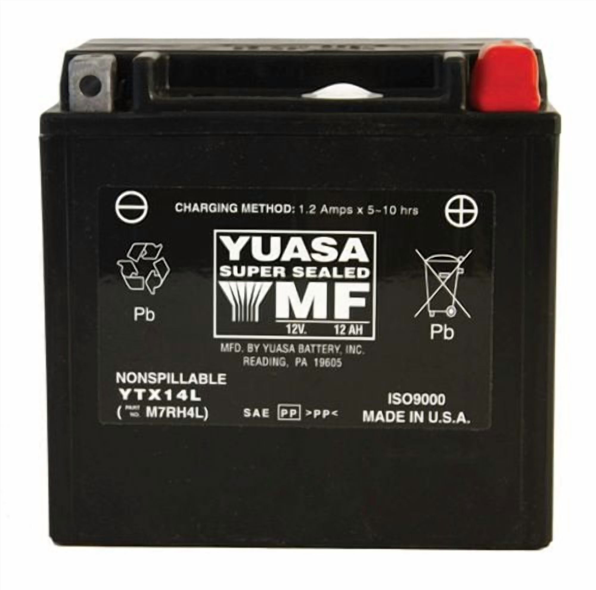 Yuasa Harley AGM Maintenance-Free Motorcycle Battery YTX14L-BS