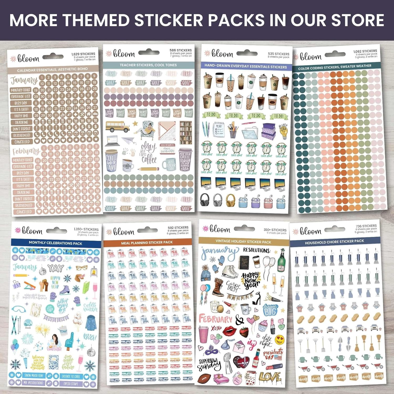 Workday Essentials Planner Stickers - Productivity Variety Pack for Business Professionals - 8 Sheets / 802 Stickers - Meetings, Deadlines, Payday Icons for Work & Office