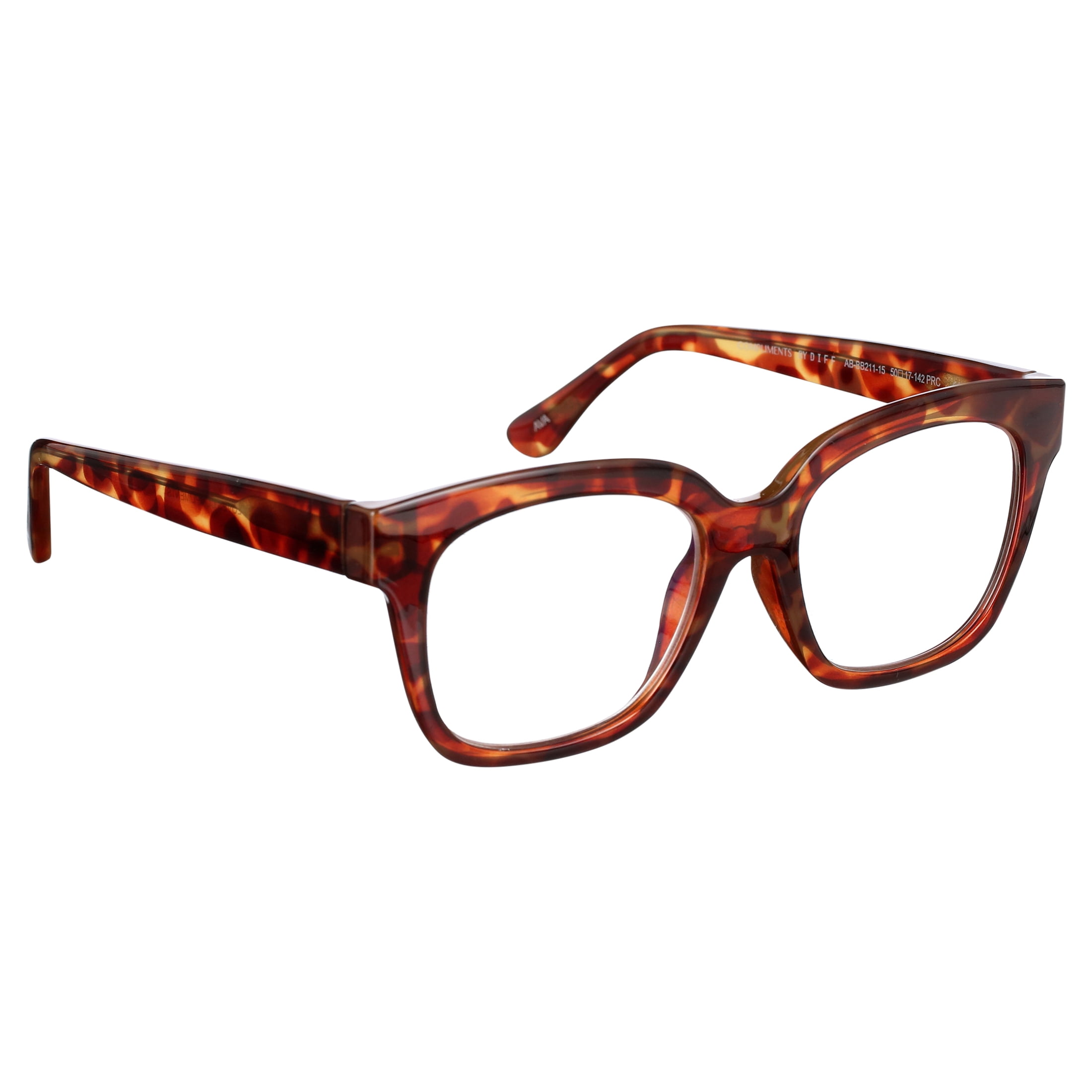Compliments by DIFF Eyewear Ava Blue Light Reading Glasses Amber Tortoise +1.5