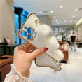 thumbnail image 6 of Compatible with iPhone Case,Cute Lovely Heart Pattern Plush Wristband Strap Bracelet Chain Electroplated Bumper Soft Shockproof Cover Phone Case (White,iPhone 12), 6 of 8