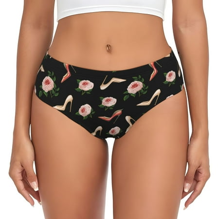 Womens Underwear - high-heeled shoes rose cute No Show Seamless Underwear for Women  Stretch Women s Panties  Hipster Soft Comfort Ladies Panties Bikini Underwear Briefs
