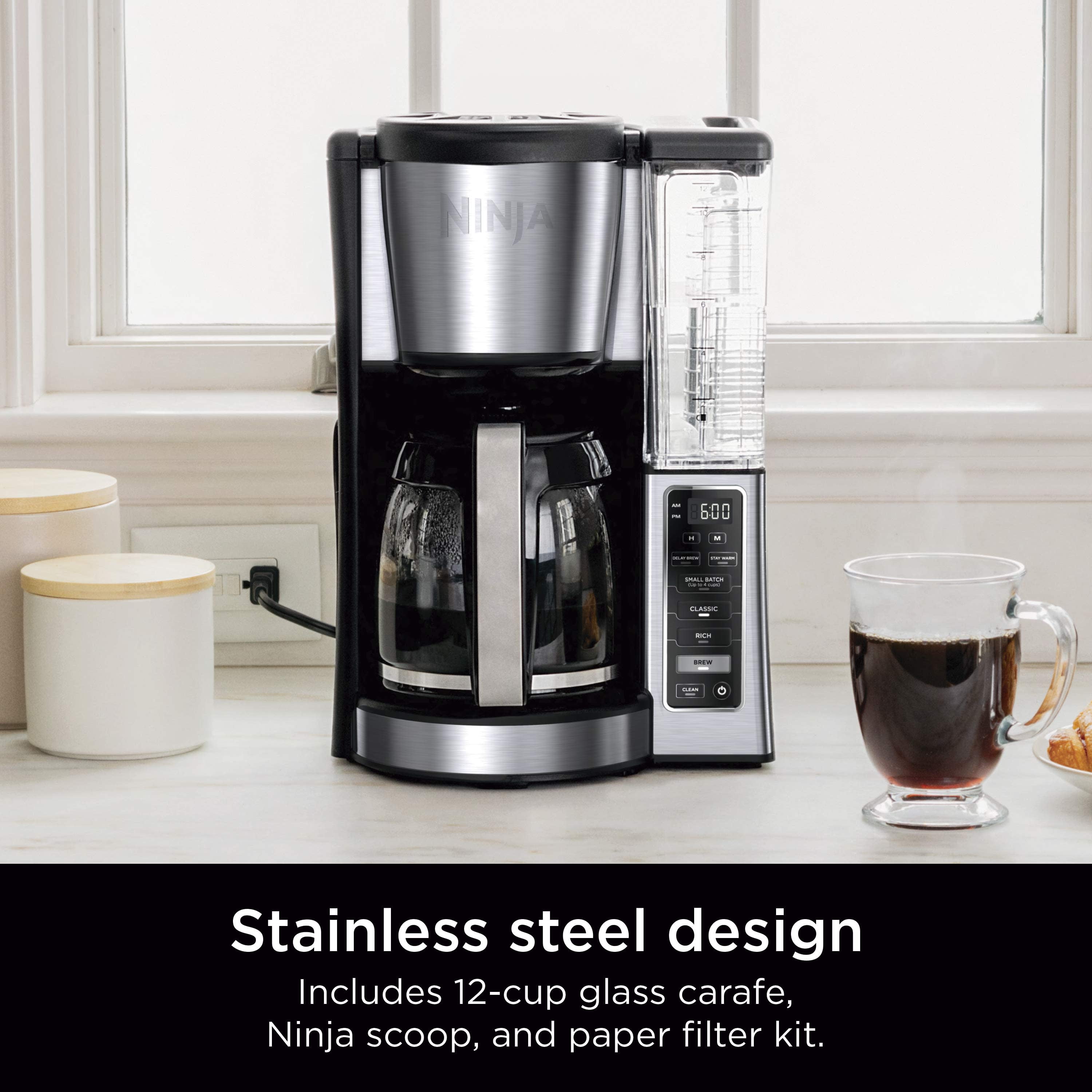 12-Cup Glass Carafe Pot Compatible with Ninja Coffee Brewer Maker Models  CE251 CE201 CE201C CE200 CE200C Model# XGLSLID200