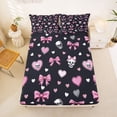 thumbnail image 3 of Erosebridal Bowknot Skull Heart Bed Sheets for Girls, Cute Ribbon King Sheets, 4 Pieces, 3 of 6