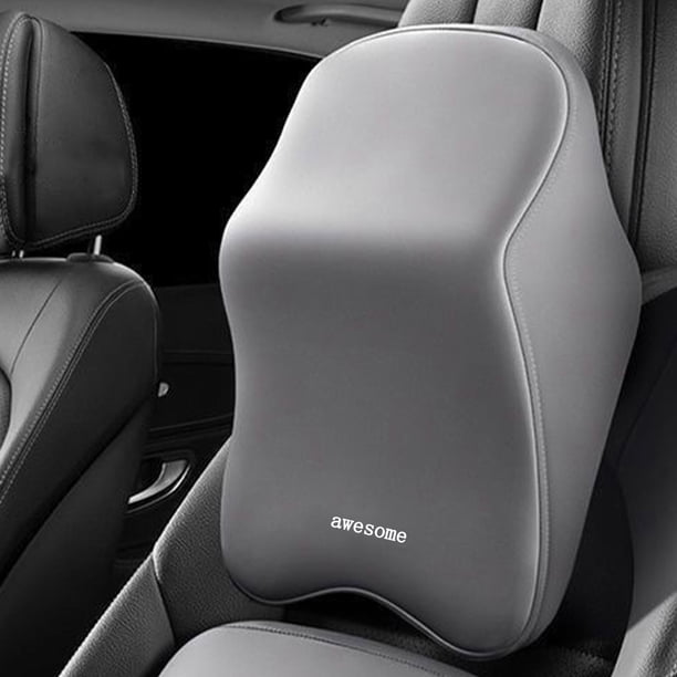 Almohada de cuello de espuma de coche, soporte lumbar protector, transpirable, cojín de cabecera de coche, alivio del estrés, cojín de asiento de coche, esponja con memoria, gris
