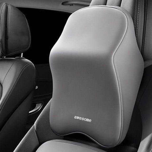 Memory Foam Car Neck Pillow for Head and Spine Support - Breathable Velvet Travel Headrest Cushion for Stress Relief - Lumbar Back Support for Car, Plane, Home Use - 5.5x16x12.2 Inch Gray