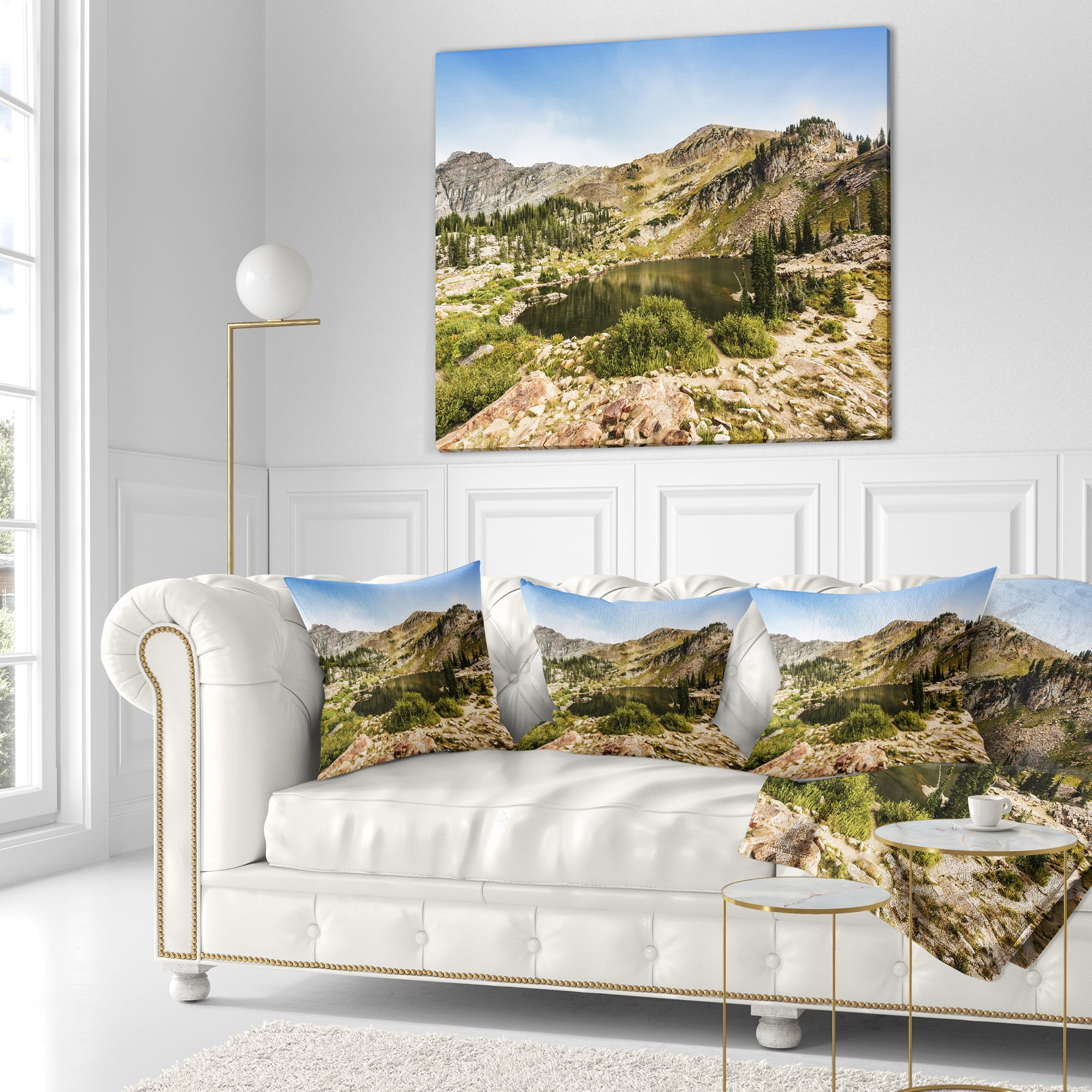 Designart Secret Lake at Albion Basin - Landscape Photography Throw Pillow - 16x16