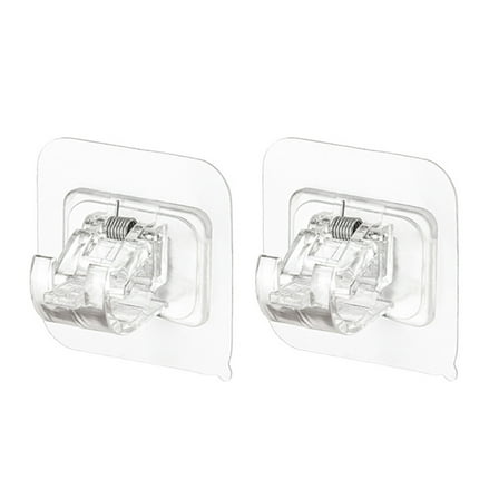 2 Pcs Hook up Double Net Curtain Wire and Hooks Holders Poles Transparent