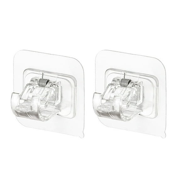 2 Pcs Hook up Double Net Curtain Wire and Hooks Holders Poles Transparent