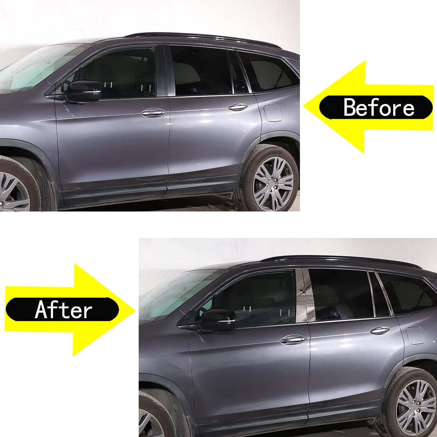 TINKI Center Pillar Trim Panel for Honda Pilot 2016-2022/ Ridgeline 2017-2023/ Passport 2019-2023 Accessories, 8PCS Pillar Posts Door Window Cover Trim Accessories