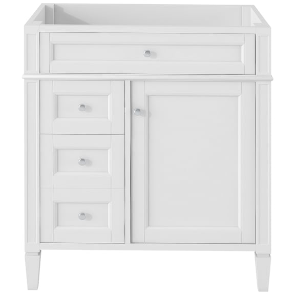 JERFIT 30 inch Modern Bathroom Vanity without Top, White Freestanding Storage Cabinet with 3 Drawers, Soft Close, Roman Leg Design