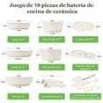 thumbnail image 2 of Juego de Ollas y Sartenes Antiadherentes, bateria de cocina 19 Ollas, Sarten Batería de Cocina, Juego de Sartenes con Mango Desmontable, Sartén para Freír Apto para Cocina de Inducción y Horno, 2 of 7