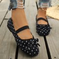 thumbnail image 4 of SuTry Women's Round Toe Flats Bow Detail Polka Dot Elastic Strap Lightweight Comfortable Casual Walking Shoes(43), 4 of 9