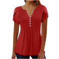 thumbnail image 2 of Summer Fashion Tops for Womens 2025 Plus Size Sexy Fold Printed Regular Women Short Sleeves V Neck Button Top, 2 of 7