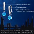 thumbnail image 2 of Gem Stone King 925 Sterling Silver Simulated Blue Opal Dangle Earrings for Women | 0.60 Cttw | Gemstone October Birthstone | Round Cabochon 6MM, 2 of 6