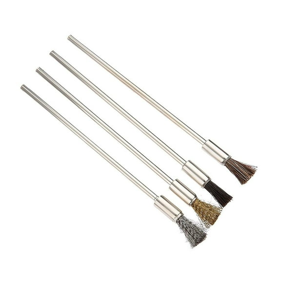 UNTERING Wire Brush 4Pcs 100mm Steel Wire Wheel Brushes 3mm Shank Polishing Brush Rotary Tool Home Rust Cleaning Tool Nylon/Horse Hair/Wire