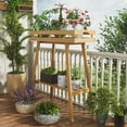 thumbnail image 3 of BAMBOOHOMIE Indoor Bamboo Plant Stand - 2 Tier Plant Table for Indoor Plants, Tall Window Plant Bench Shelf & Flower Pot Holder (Living Room, Patio, Balcony), 3 of 6