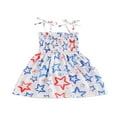thumbnail image 1 of Kids Girls Spaghetti Strap Dress Star Print Casual Sleeveless Ruched Summer Princess Dress Party Wear, 1 of 7