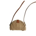 thumbnail image 4 of Worgeous Handmade Rattan Bag Straw Bag for Women Woven Magnetic Snap Semicircle Shape Crossbody Bag Beach Bag (Khaki), 4 of 8