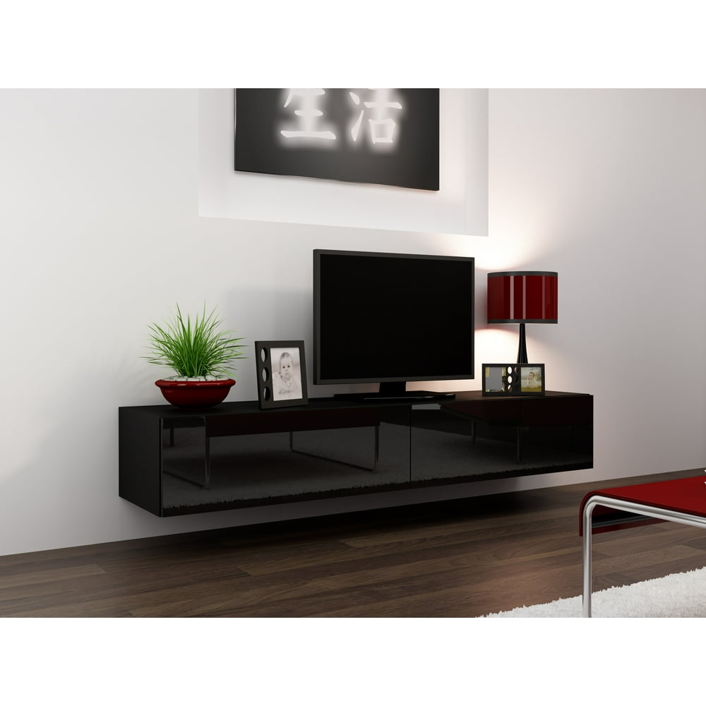 VIGO RTV modern floating 71" TV Stand with blue LED