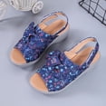 thumbnail image 5 of Womens Espadrilles Wedge Sandals, Bow Tie Platform Open Toe Shoes, Beach Open-Toe Anti-Slip Sandals, Leisure Summer Shoes, Ankle Strap Sandals Dark Blue 8.5, 5 of 5