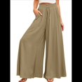 thumbnail image 1 of Pantalones Casuales de Cintura Alta para Mujer, de Color Liso, Largos y Anchos, con Bolsillos, para y Otoño. Cian M, 1 of 7