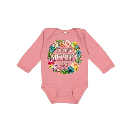 

Inktastic Happy Mother s Day- flowers Gift Baby Boy or Baby Girl Long Sleeve Bodysuit