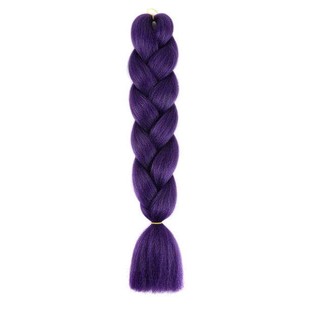 XmhyTop-A Extensiones de cabello trenzado ombré de 60 cm, 3 piezas de cabello trenzado sintético de color sólido para peinados diarios y de fiesta, negro y morado.