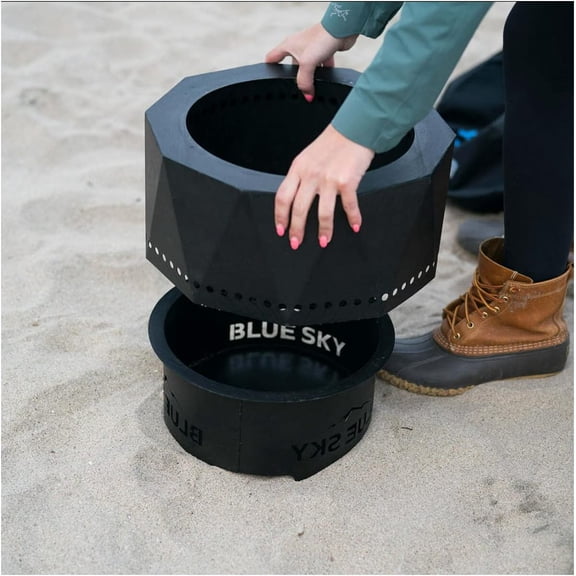 Ridge Portable Fire Pit, Portable Smokeless Fire Pit with Carrying Bag, Black
