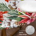 thumbnail image 3 of Cardinal Bird Round Tablecloth, Fitted Table Cover with Elastic for 55"-60" Round Tables, Winter Poinsettia Berry Pine Cones Floral Table Cloth Outdoor Indoor Dinning Party Waterproof Tablecloths, 3 of 7