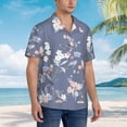 thumbnail image 5 of Balery Watercolor Flowers Butterfly Print Men's Hawaiian Shirts Short Sleeve Beach Shirt Relaxed Fit Vacation Button Down Shirts-XX-Large, 5 of 9