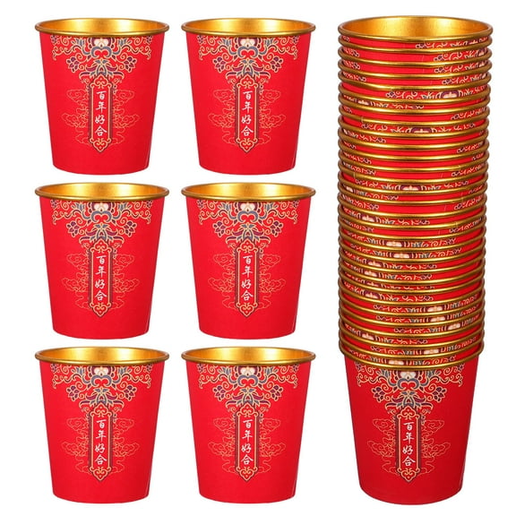 Raindrops 100pcs Red Chinese Wedding Paper Cups Durable Disposable Tea Cups for Party Decoration and Celebrations