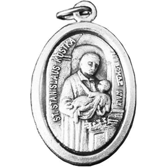 Saint Stanislaus Kostka Patron Those Those Suffering From Broken Bones Blessed Pray for Us Silver Oxidized Medal and Prayer Card