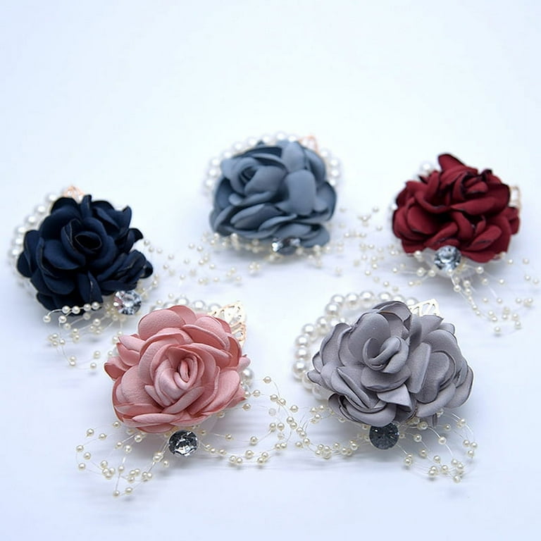 Artificial Rose Wrist Corsage Bracelet Silk Rose Flower Bridesmaid