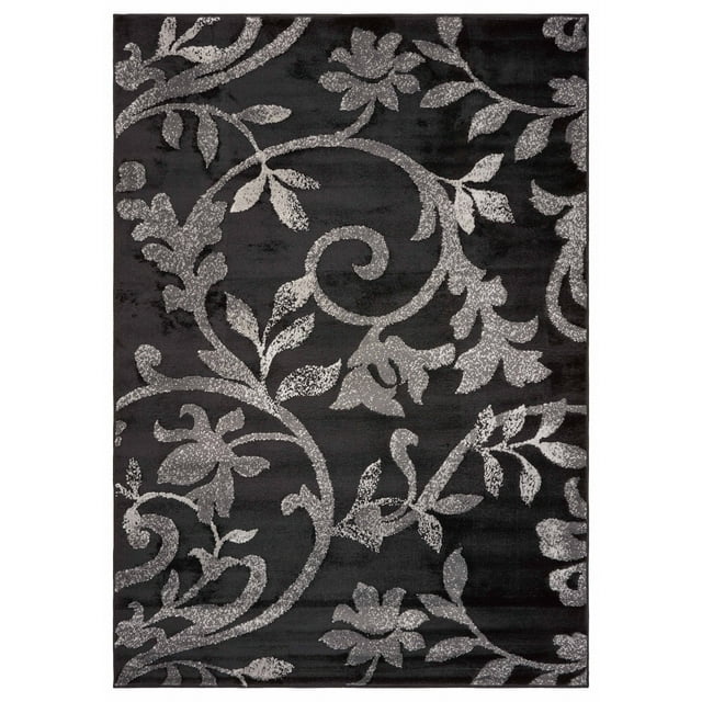 homeroots home decor 395750 8’ x 10’ Black Filigree Vines Area Rug