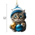 thumbnail image 5 of 8-Piece Acrylic Christmas Cat Ornament Set for Tree and Home Decor with 8Cm Size, 5 of 7