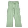 thumbnail image 5 of Mifsaly Cotton Linen Pants for Men Wide Leg Summer Casual Trousers Elastic Waist Drawstring Lightweight Breathable Beach Pant with 4 Pockets M, 5 of 9