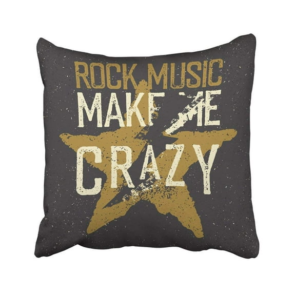ARTJIA Graphic Vintage Label With Lightning And Star Rock Music Make Me Crazy Grunge Style Tee Pillowcase Cover 16x16 inch