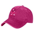 thumbnail image 4 of AJGRHE Women Cancer Awareness Month Printed Washed Baseball Cap Outdoor Sports Hat Adjustable Ribbon Embroidered Denim Red One Size, 4 of 8