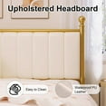 thumbnail image 3 of Queen Size Metal Platform Bed Frame with Upholstered Headboard, Easy Assembly, No Box Spring Needed, White, 3 of 9