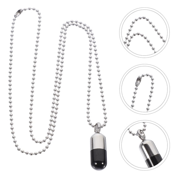 ROSENICE 1Pack Classic Design Perfume Bottle Necklace for Men and Women in Silver Black