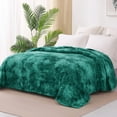 thumbnail image 2 of Exclusivo Mezcla Queen Size Soft Fleece Blanket, 90"x90" Stylish Jacquard Velvet Blanket for Bed, Cozy Soft Lightweight for All Season, Tie-dye Teal, 2 of 10