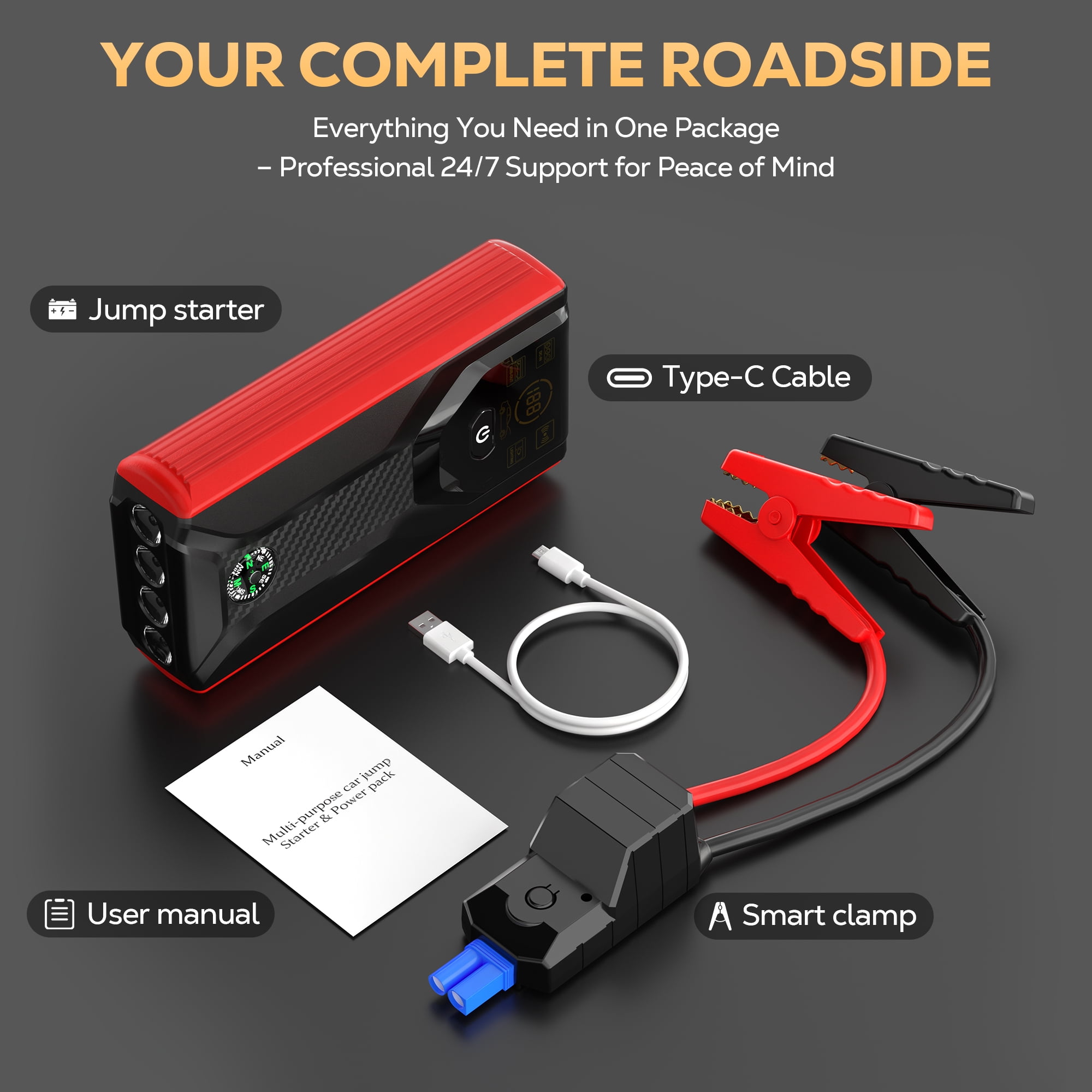 FLORAY Car Jump Starter Portable, 1500A Peak 12V Battery Jumper Pack, Jump Box Starter for Car & Battery Booster Power Bank, up to 6.0L Gas/4.0L Diesel