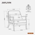 thumbnail image 2 of Newest 30" Mid-Century Modern Armchair, Dark Grey Fabric with Lumbar Pillow & Solid Wood Armrests for Living Room & Office, 2 of 13