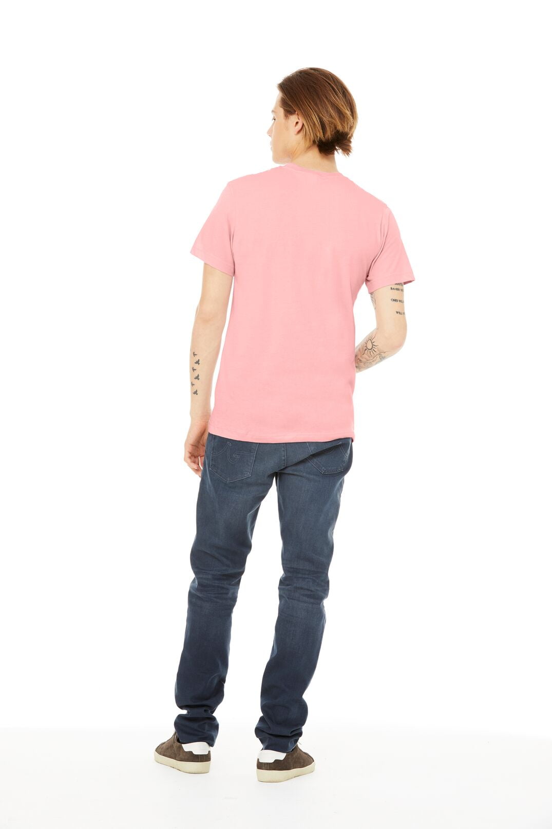 BELLA+CANVAS Adult Crew Neck Personalized T-Shirt, Create Your Own Designs, Pink, Large, Unisex
