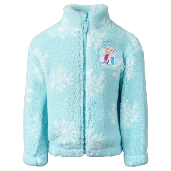 Disney Frozen Little Girls' Fleece Full-Zip Jacket Light Blue Anna Elsa