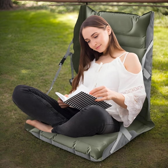 Inflatable Folding Seat Inflating Camping Seats Space-saving Inflatable Ground Chair Cushion for Camping Fishing Travel Backpacking Beach Stadium ingenious