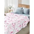 thumbnail image 4 of Pink Leaf King Size Flat Sheet, Wrinkleproof & Fadeproof Cooling Flat Bed Sheet Only, Modern Botanical Foliage Plant Country Flower Breathable Soft Bedding Top Sheets 105 x 98 Inches, 4 of 8