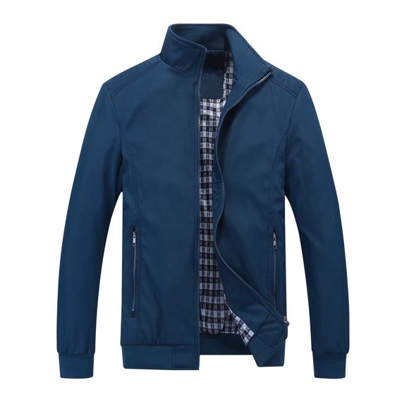 Miqool Men's Fleece Jacket Full Zip Up Stand Collar Bomber Jacket Casual Lightweight Softshell Windbreaker Soft Warm Windproof Outdoor Hiking Coats Sportswear with Pockets
