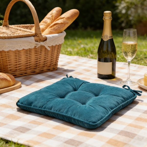 Fmbmuo Rectangle Chair Cushions Stain-Resistant Cotton Breathable for Kitchen,Office or Car, Blue Minimalist Soft Outdoor Chair Cushions 18"x 18"