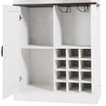 thumbnail image 4 of Hommoo Cabinet,76-Inch Farmhouse Kitchen Faux Rattan Wine Cabinet, Large Wooden Faux Rattan Storage Cabinet with Barn Doors and Microwave Shelves,White+Walnut, 4 of 8